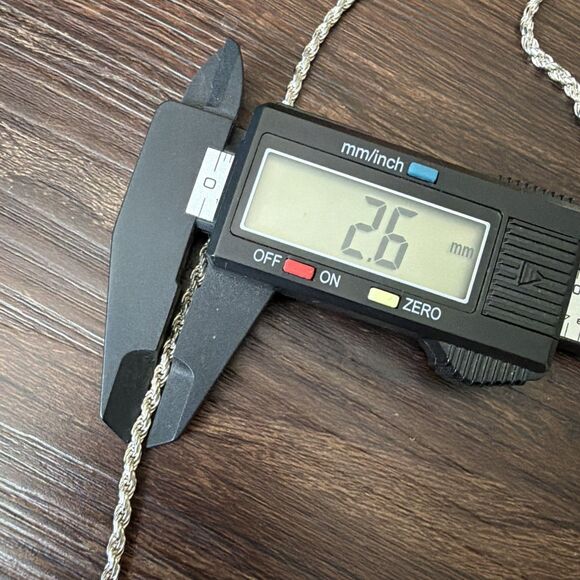 Vintage 925 Sterling Silver Rope Necklace 30" 2.5mm 21g Lobster Closure Italy - Picture 10 of 10